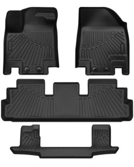 BDENISH 4pcs Car Floor Mats Liners +3rd Row +2nd Row Bench Compatible for 2022-2023 Nissan Pathfinder All Weather Waterproof