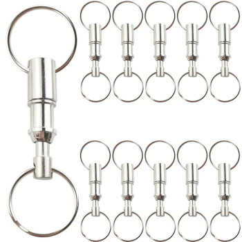 RONYOUNG 11PCS Quick Release Keychain Detachable Pull Apart Key Rings Heavy Duty Dual Split Snap Lock Holder Silver Double Spring Key Accessory