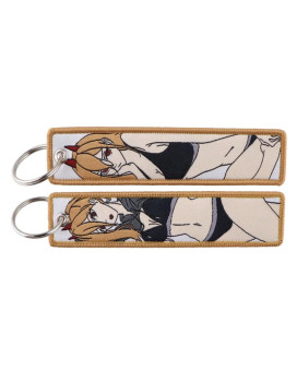 Pinstant Chainsaw Man Power Bikini Sexy Cute Anime Manga Keychain Key Tag Chain Fob Ring