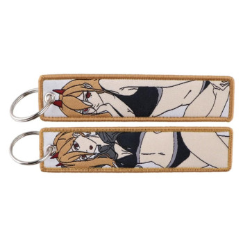 Pinstant Chainsaw Man Power Bikini Sexy Cute Anime Manga Keychain Key Tag Chain Fob Ring