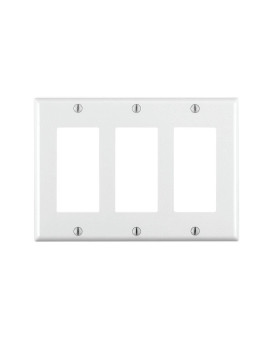 Leviton 80411W 3Gang Decoragfci Device Decora Wallplate Standard Size Thermoset Device Mount White