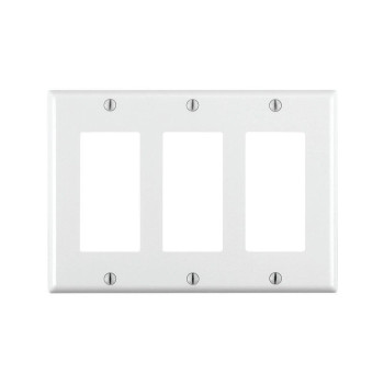 Leviton 80411W 3Gang Decoragfci Device Decora Wallplate Standard Size Thermoset Device Mount White