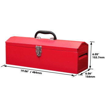 Big Red Tb101 Torin 19 Hip Roof Style Portable Steel Tool Box With Metal Latch Closure And Removable Storage Tray Red 191