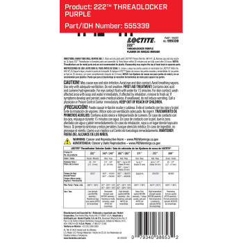 Loctite 222 Threadlocker For Automotive Hightemperature Lowstrength Anaerobic Onepiece Assembly Noncorrosive Locks And