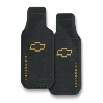 Plasticolor 001381R01 Chevy Factory Style Trimtofit Molded Front Floor Mats Set Of 2 Black Wgold Bowtie