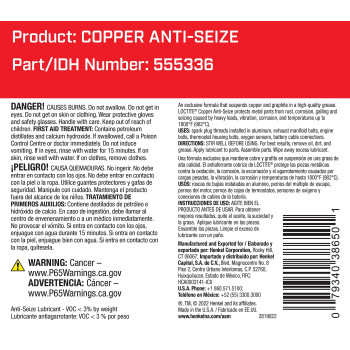 Loctite 555336 Copper Antiseize Lubricant Brush Top 8Oz