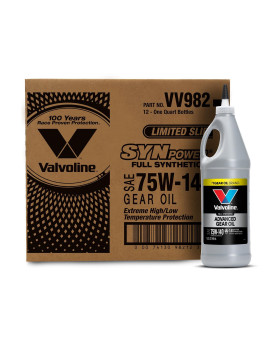 Valvoline Synpower Sae 75W140 Full Synthetic Gear Oil 1 Qt Case Of 12