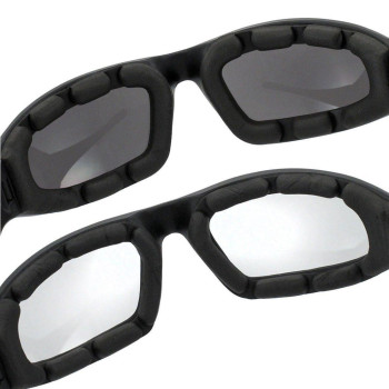 Grinderpunch Motorcycle Riding Glasses 2 Pair Smoke Clear Biker Foam Pad