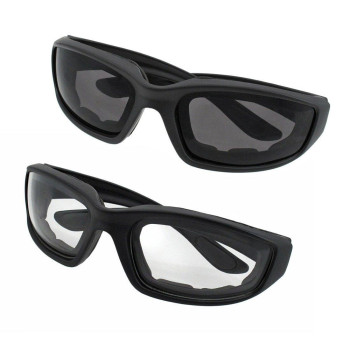 Grinderpunch Motorcycle Riding Glasses 2 Pair Smoke Clear Biker Foam Pad