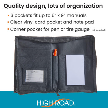 High Road Car Glove Box Organizer Registration And Insurance Document Holder And Car Manual Holder With Flexible Secure Zippere