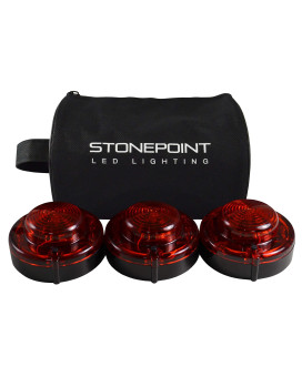 Stonepoint Led Lighting Emergency Led Road Flare Kit Set Of 3 Led Bright Roadside Beacons With Magnetic Base Flashing Or Steady