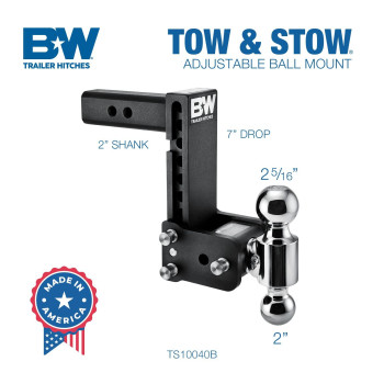 Bw Trailer Hitches Tow Stow Adjustable Trailer Hitch Ball Mount Fits 2 Receiver Dual Ball 2 X 2516 7 Drop 10