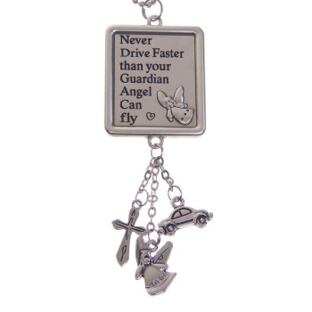 Never Drive Faster Than Your Guardian Angel Can Fly Car Charm