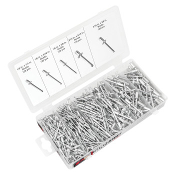 Performance Tool W5228 Aluminum Rivet Assortment Tool Set In A Resealable Plastic Case 500Piece