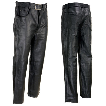 Xelement 860 Mens Classic Black Loose Fit Motorcycle Casual Leather Pants 46