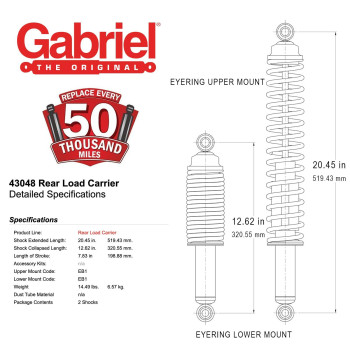 Gabriel 43048 Load Carrier Rear Towing Shocks Absorbers With Coil Springs For Select Models Chevrolet Dodge Ford Internationa