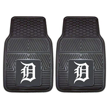 FANMATS 8837 Detroit Tigers 2-Piece Heavy Duty Vinyl Car Mat Set, Front Row Floor Mats, All Weather Protection, Universal Fit, Deep Resevoir Design