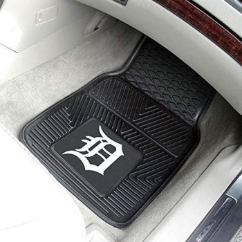 FANMATS 8837 Detroit Tigers 2-Piece Heavy Duty Vinyl Car Mat Set, Front Row Floor Mats, All Weather Protection, Universal Fit, Deep Resevoir Design