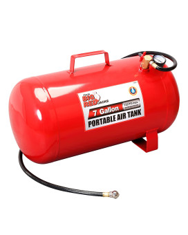 Big Red T88007 Torin Portable Horizontal Air Tank With 36 Hose 7 Gallon Capacity Red