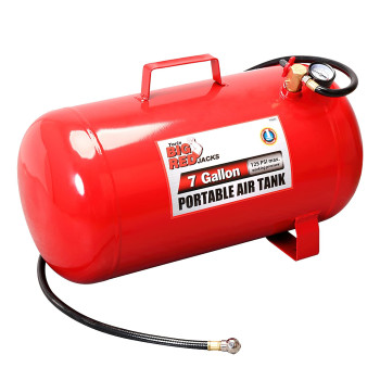 Big Red T88007 Torin Portable Horizontal Air Tank With 36 Hose 7 Gallon Capacity Red