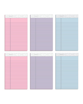 Tops 5 X 8 Legal Pads 6 Pack Prism Brand 2 Pink2 Blue2 Purple Narrow Ruled 50 Sheets Per Writing Pad Made In Usa 63016