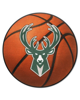 Fanmats 10206 Milwaukee Bucks Basketball Shaped Rug 27In Diameter Basketball Design Sports Fan Accent Rug