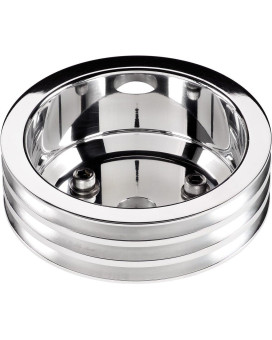 Billet Specialties 78230 Polished Long Water Pump 3 Groove Crankshaft Pulley For Small Block Chevy