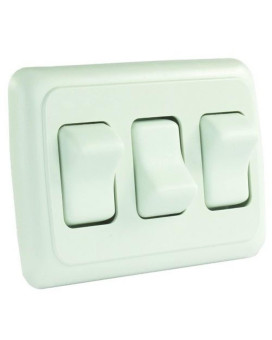 Jr Products 12025 White Triple Spst Onoff Switch With Bezel