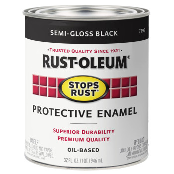 Rustoleum 7798502 Stops Rust Brush On Paint Quart Semigloss Black 1 Quarts Pack Of 1