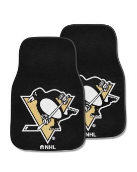 Fanmats Nhl Pittsburgh Penguins Nylon Face 2Pc Carpet Car Mat Black 18X27