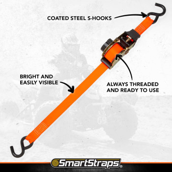 Smartstraps 10 Retractable Ratchet Straps 2 Pack 3 000Lb Break Strength 1 000Lb Safe Work Load Haul Motorcycles Boats An