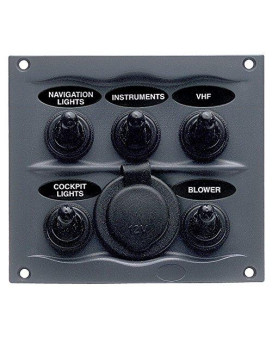 Marinco Waterproof Panel - 5 Switches - Grey (56942)