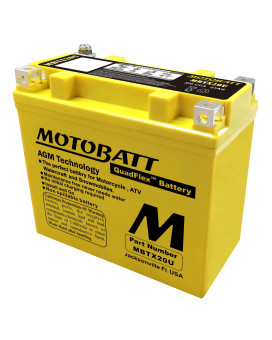 Motobatt Mbtx20U 12V 21 Amp 280Cca Factory Activated Maintenance Free Quadflex Agm Battery