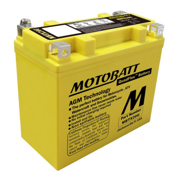 Motobatt Mbtx20U 12V 21 Amp 280Cca Factory Activated Maintenance Free Quadflex Agm Battery