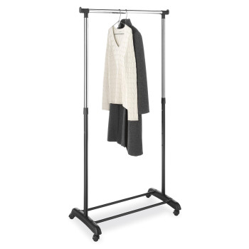 Whitmor Black And Chrome Adjustable Garment Rackrolling Clothes Organizer 185 D X 33 W X 66 H