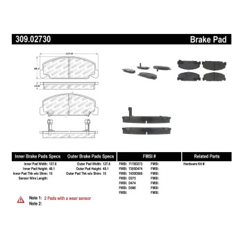 Stoptech 30902730 Sport Brake Pads With Shims And Hardware Black