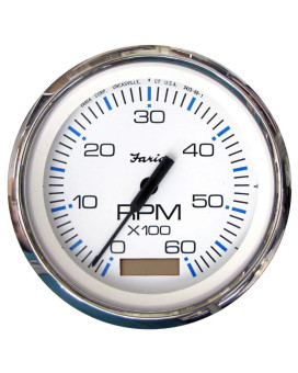 Faria Beede 33832 Chesapeake Stainless Steel Tachometer With Hourmeter 6000 Rpm Gas 4 White