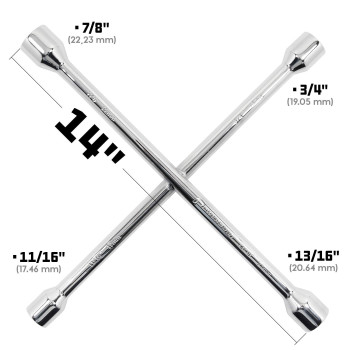 Powerbuilt 14Inch Universal Lug Wrench Fits Sae And Metric Lug Nuts Roadside Or Shop Vehicle Car Tire Repair Heavy Duty 94