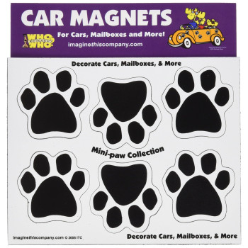 Imagine This 134Inch By 134Inch 6 Mini Paws Car Magnet Black