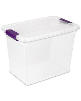 Sterilite Large Clip Box Stackable Small Storage Bin With Latching Lid Plastic Container To Organize Paper Office Clear Base