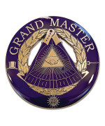 Grand Master Round Masonic Auto Emblem Purple Gold3 Diameter