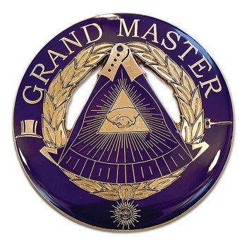 Grand Master Round Masonic Auto Emblem Purple Gold3 Diameter