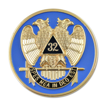 32Nd Degree Scottish Rite Round Masonic Auto Emblem Blue Gold3 Diameter