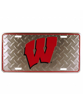 Ncaa Wisconsin Badgers Diamond Plate Car Tag