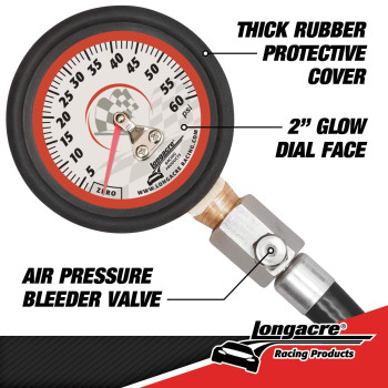 Longacre 5252004 060 Psi Tire Pressure Gauge 2 Inch