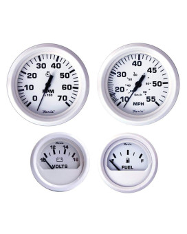 Faria Beede Kt9794 Dress White Outboard 4Gauge Boxed Set Speedometertachometerfuel Levelvoltmeter