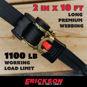 Erickson 34416 Pro Series Black 2 X 10 Retractable Ratcheting Tiedown Strap