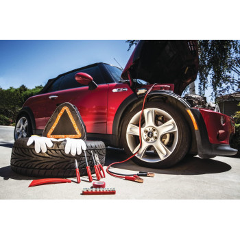 Picnic Time Nfl San Francisco 49Ers Roadside Emergency Car Kit Auto Vehicle Safety Road Side Assistance With Jumper Cables And