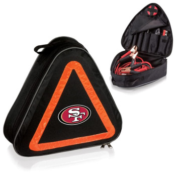 Picnic Time Nfl San Francisco 49Ers Roadside Emergency Car Kit Auto Vehicle Safety Road Side Assistance With Jumper Cables And