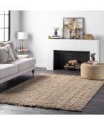 nuLOOM Daniela Farmhouse chunky Jute Area Rug, 4 x 6, Natural